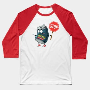 cartoon beer in an aluminum can mascot with tablet stop in hand Baseball T-Shirt